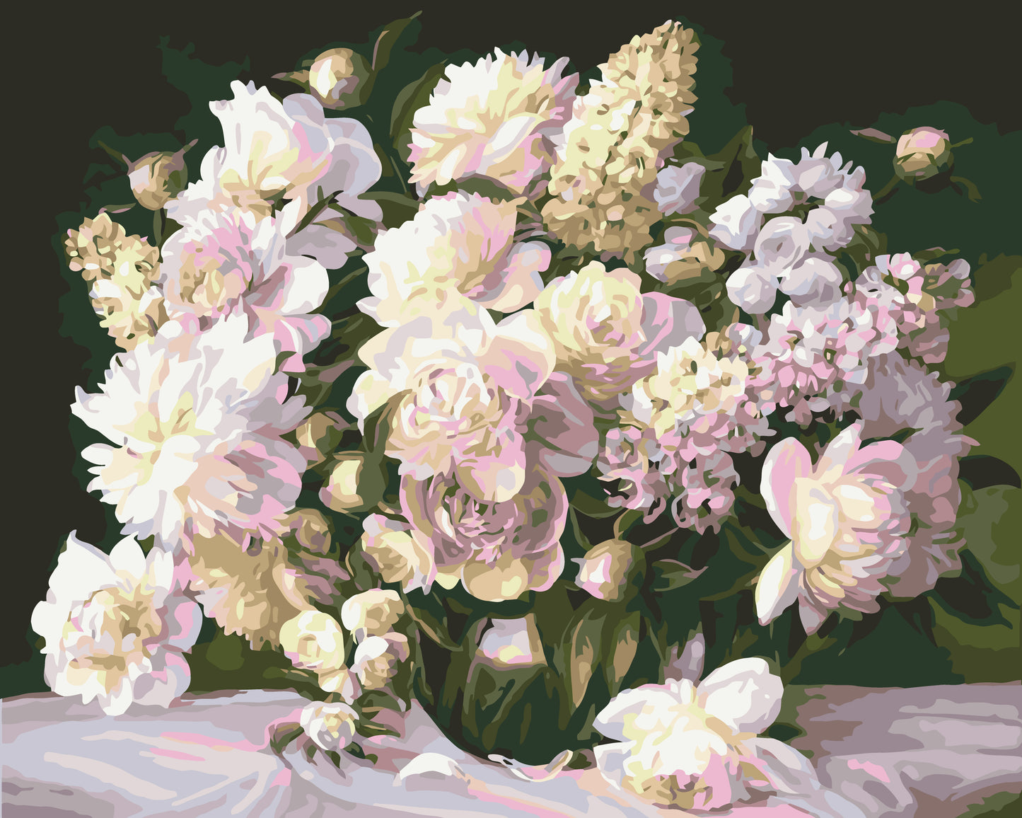 Malowanie po numerach 40x50 cm Kwiaty - Delikatny bukiet LW 1073