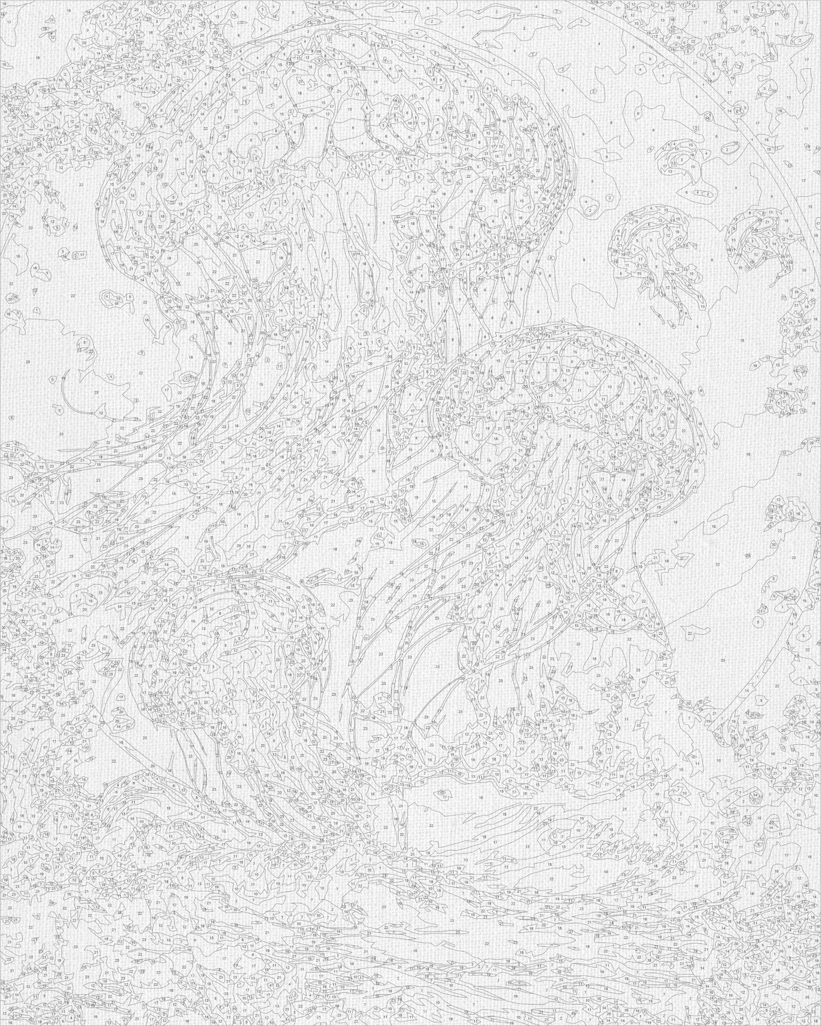 Malowanie po numerach 40x50 cm - Meduzy (metalik). pejzaż LW 2173-01