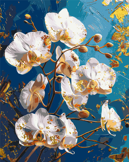 Malowanie po numerach 40x50 cm Kwiaty. Kwiat orchidei na LW 30431