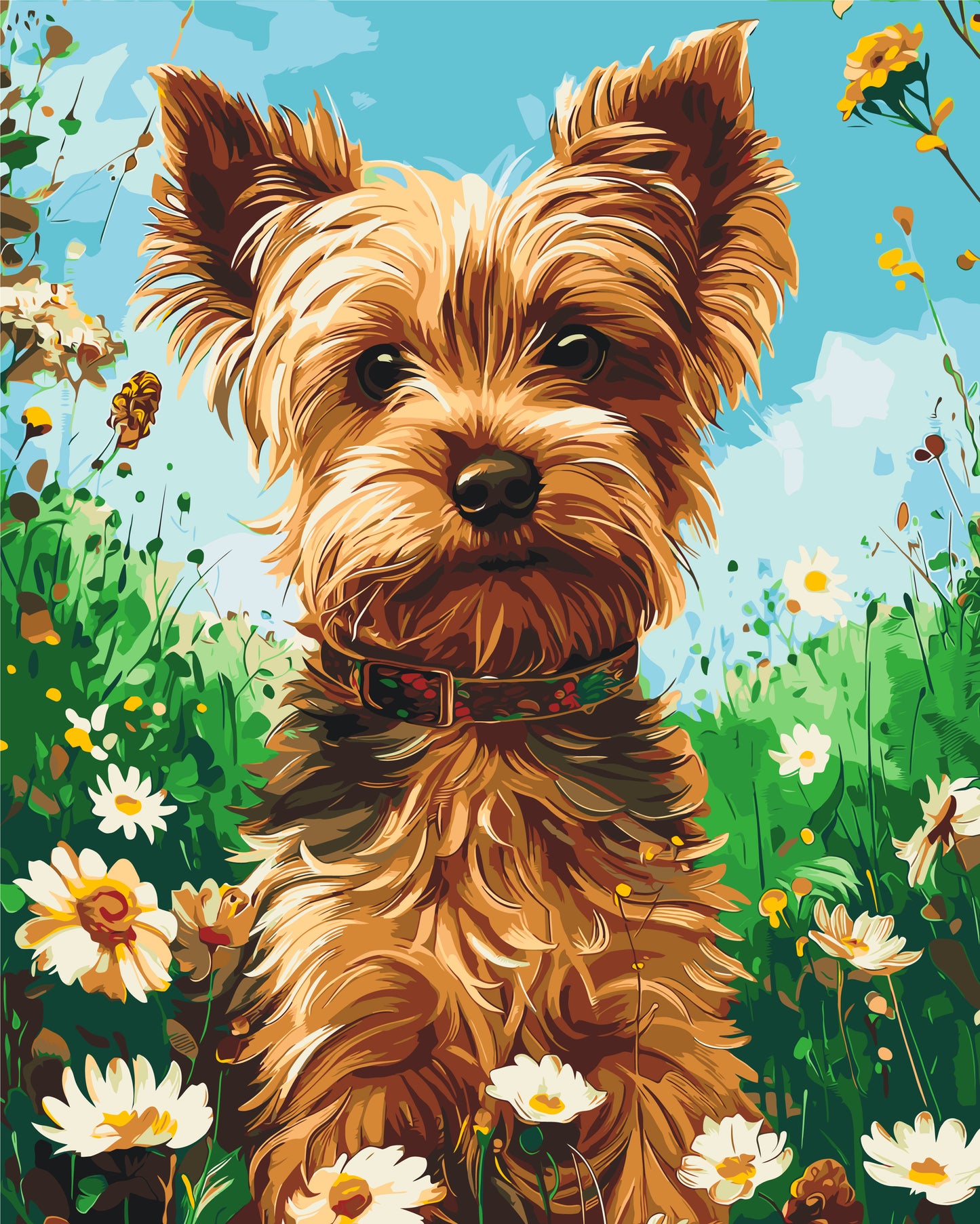 Malowanie po numerach 40×50 cm – Yorkshire terrier – Zwierzęta – LW 30470