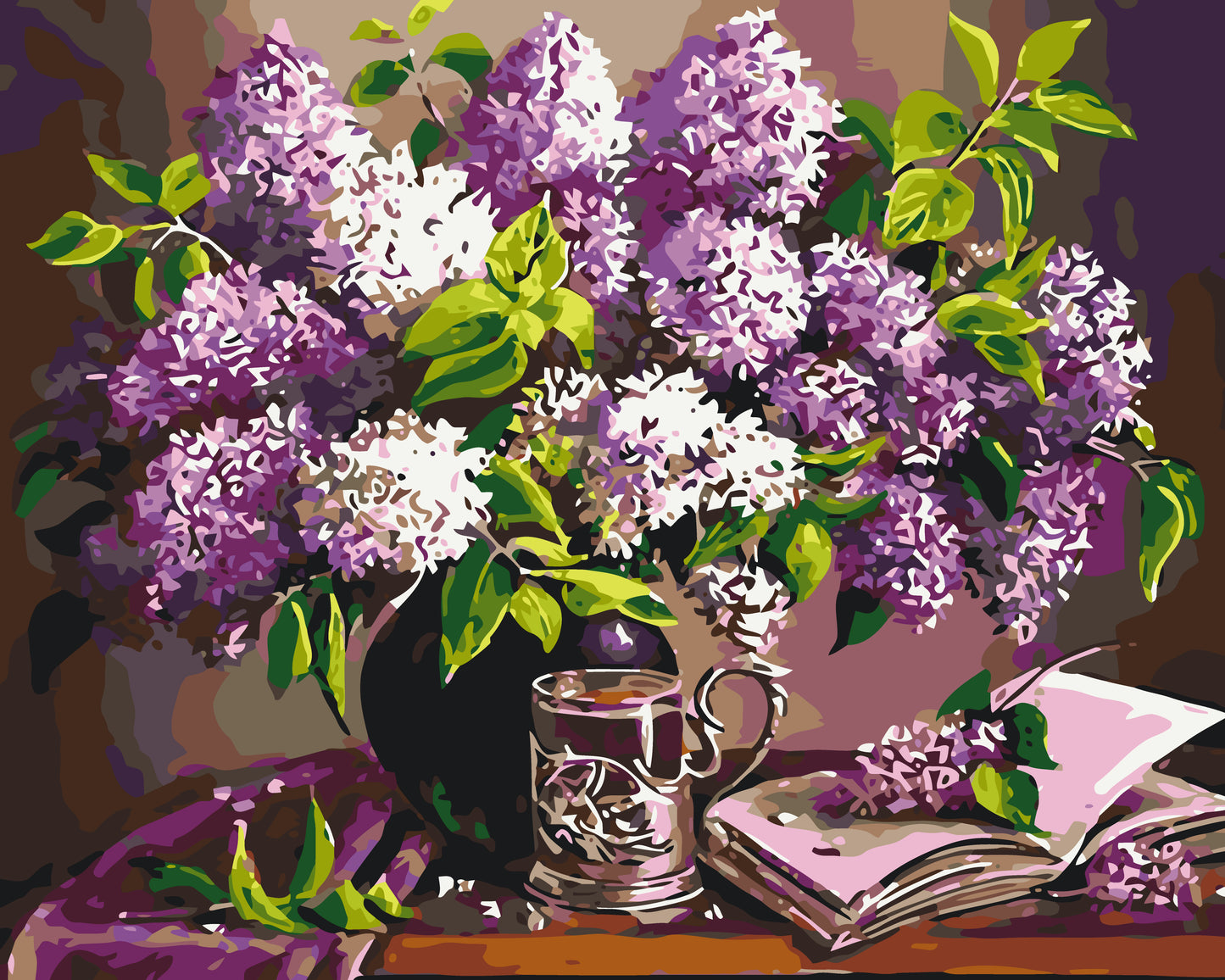 Malowanie po numerach 40×50 cm – Bukiet bzu – Martwa natura/Kwiaty – LW 3075