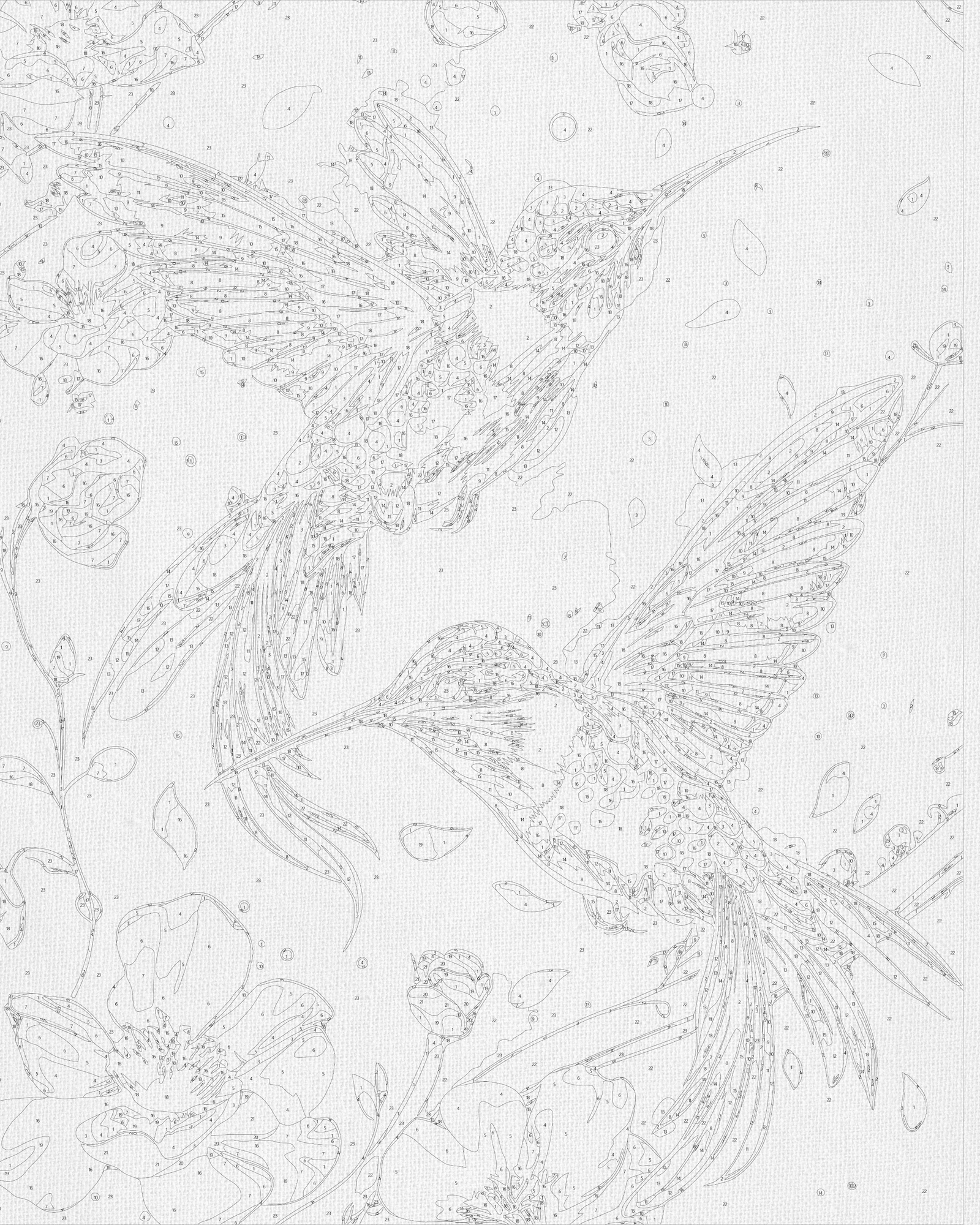 Malowanie po numerach 40x50 cm - Taniec ptaków (metalik) LW 30759