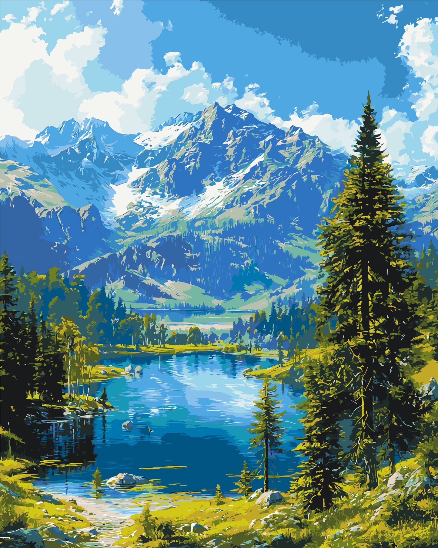 Malowanie po numerach 40x50 cm pejzaż – Górski spokój LW 30990
