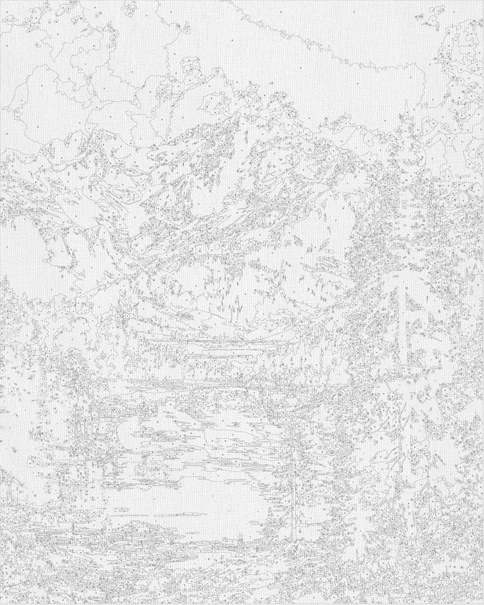 Malowanie po numerach 40x50 cm pejzaż – Górski spokój LW 30990