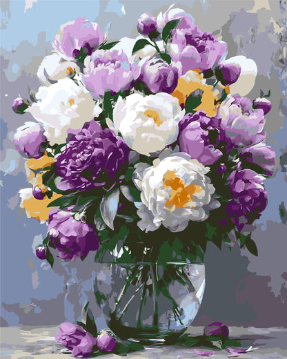 Malowanie po numerach 40x50 cm Kwiaty - Piwonie w wazonie LW 3167-01