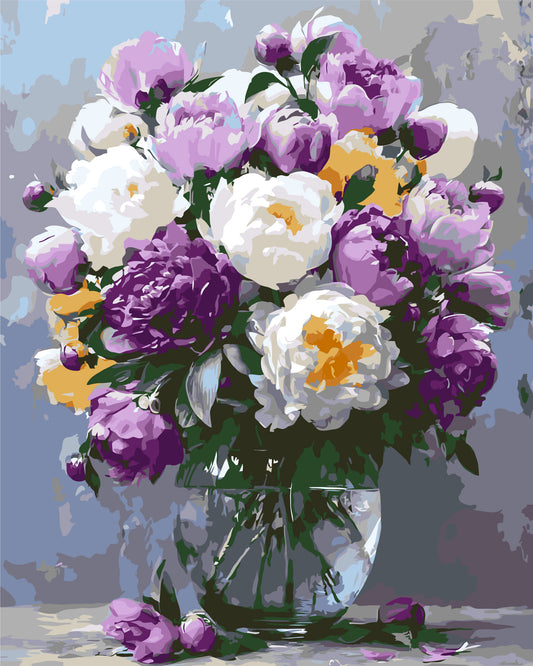 Malowanie po numerach 40x50 cm Kwiaty - Piwonie w wazonie LW 3167-01