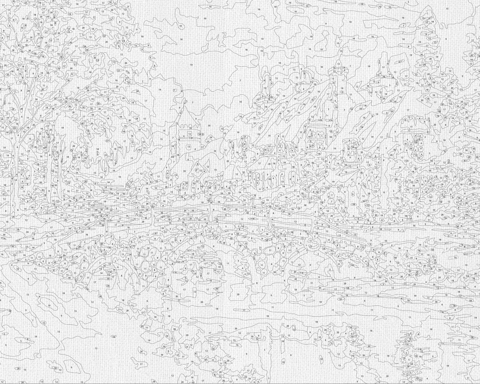 Malowanie po numerach 40x50 cm - Zimowy / Świąteczny pejzaż LW 3254