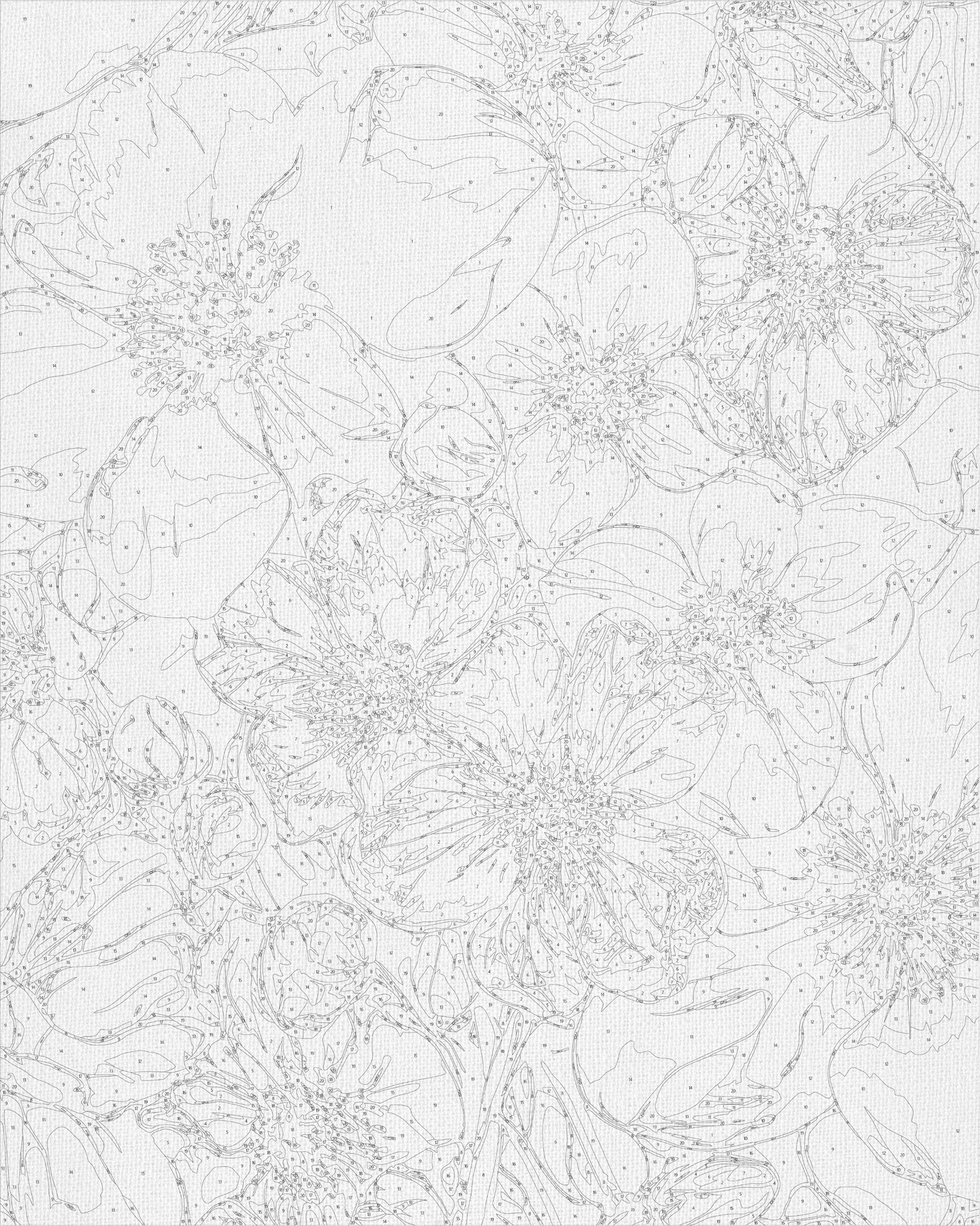 Malowanie po numerach 40x50 cm Biało-niebieskie kwiaty LW 3293