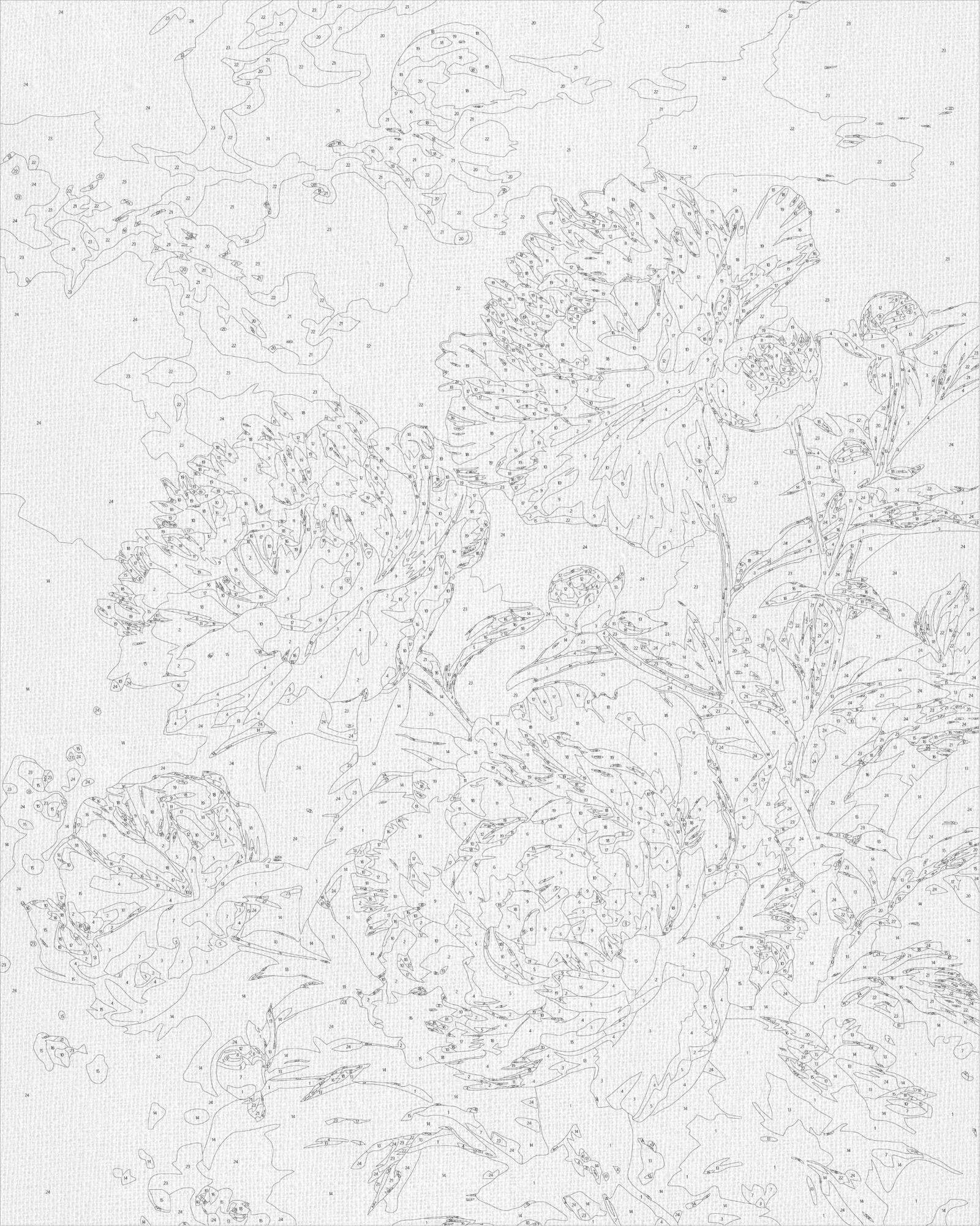 Malowanie po numerach 40x50 cm Kwiaty. Piwonie pod księżycem LW 3297
