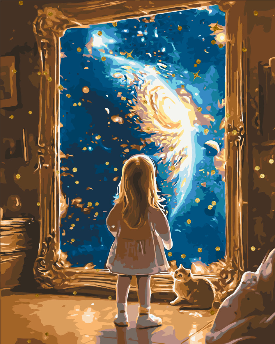 Malowanie po numerach 40×50 cm – Portal do kosmosu – Kosmos/Ludzie/Zwierzęta/Pejzaż – LW 3306