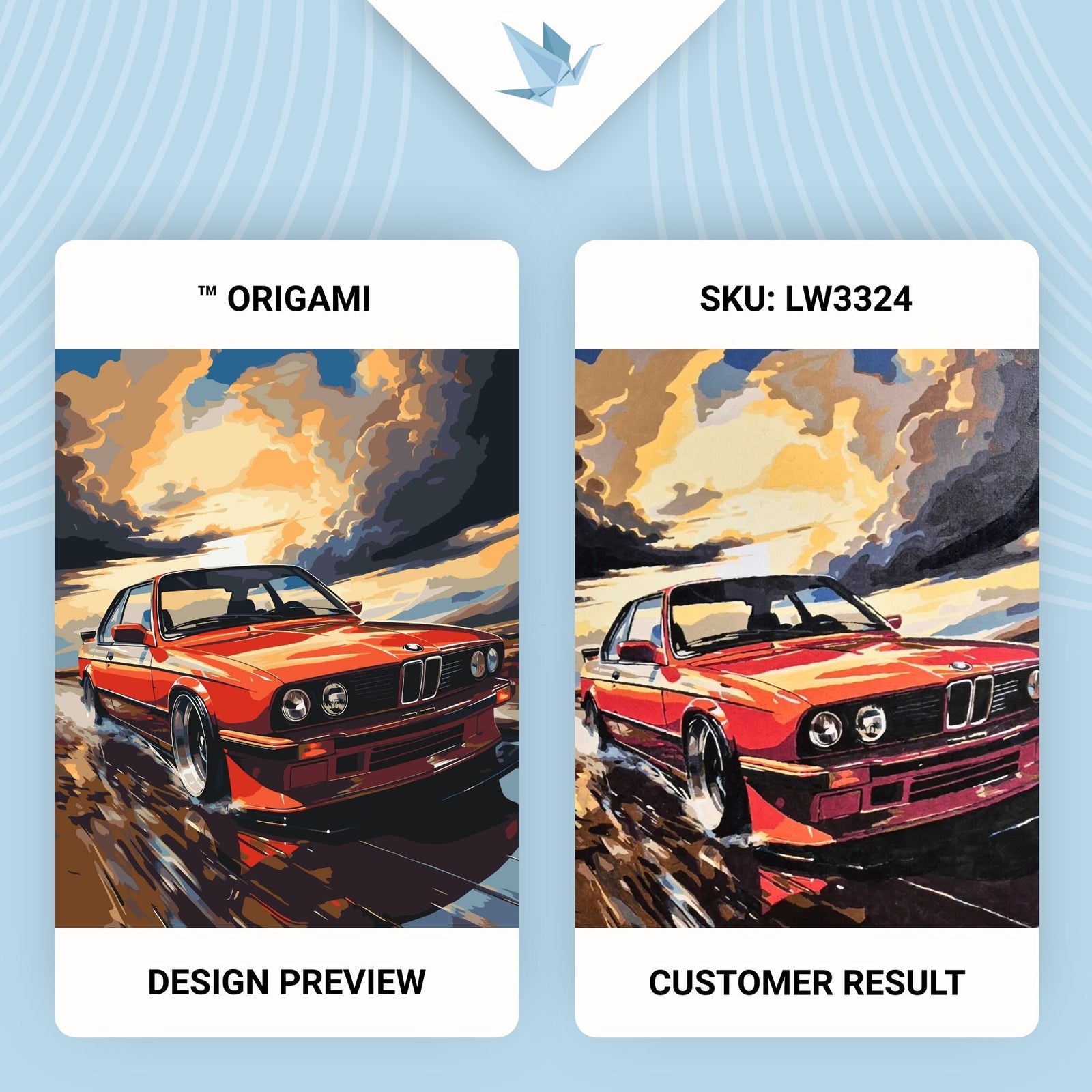 Malowanie po numerach 40x50 cm – Pejzaż. Samochód BMW E34 LW 3324