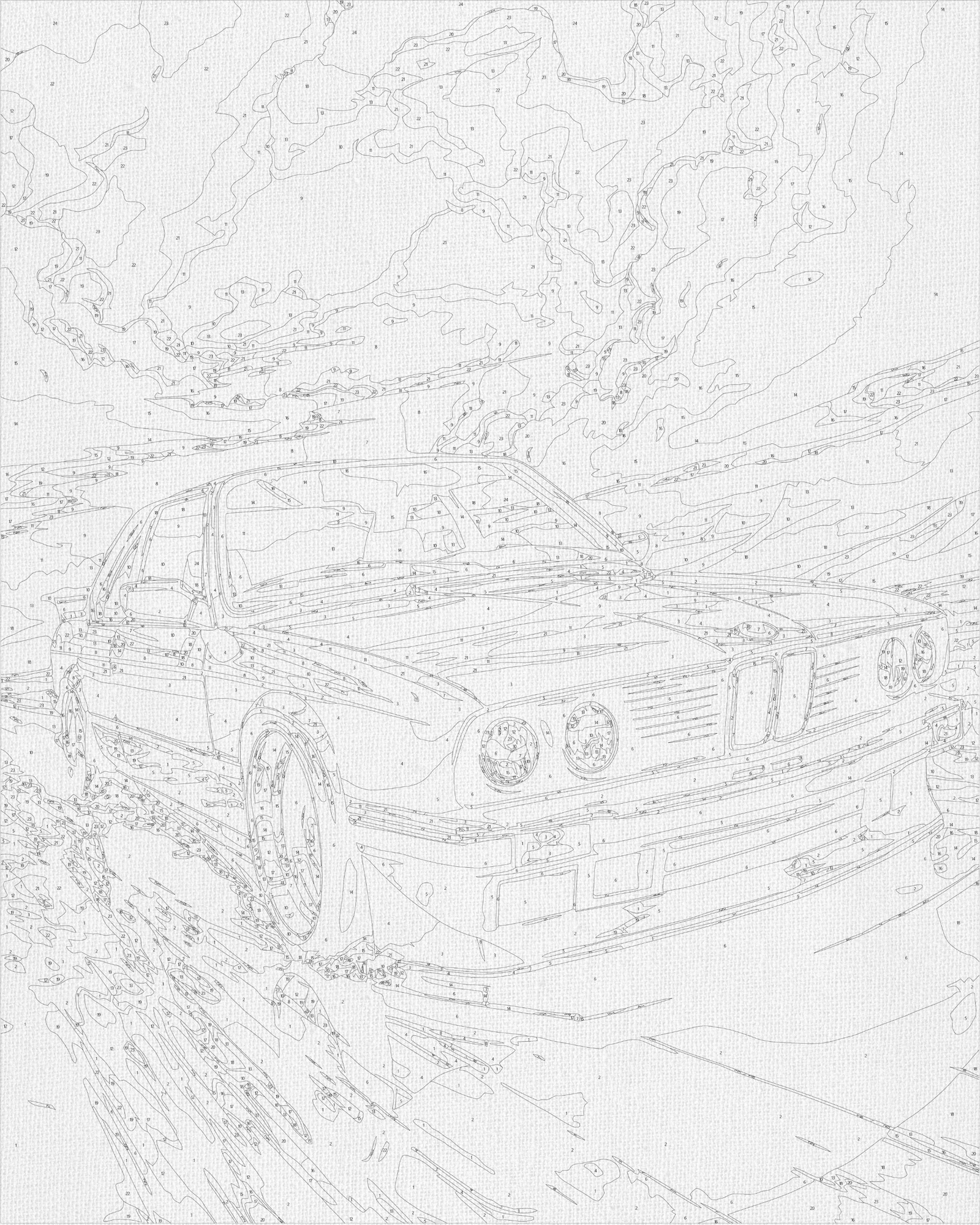 Malowanie po numerach 40x50 cm – Pejzaż. Samochód BMW E34 LW 3324