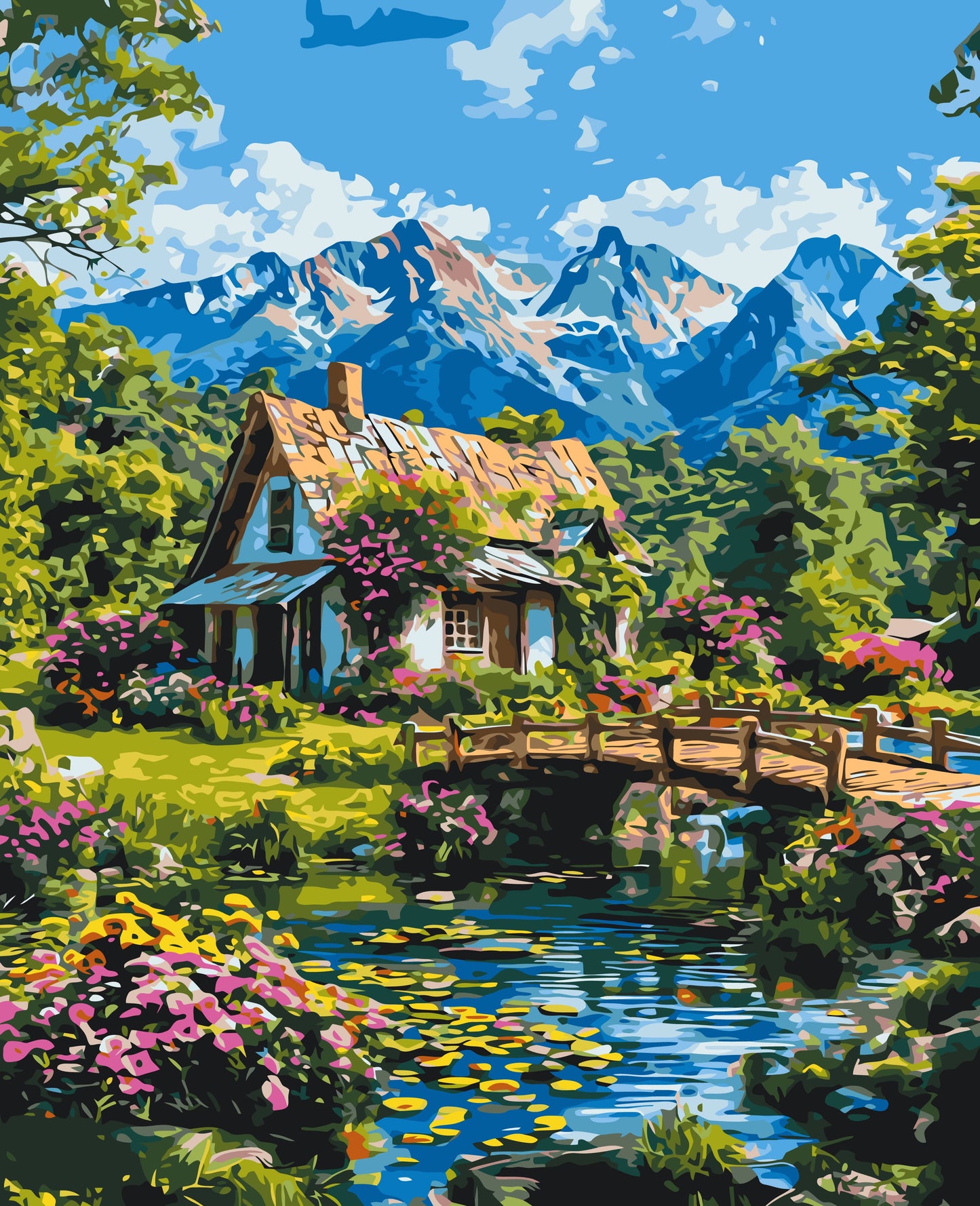 Malowanie po numerach 40x50 cm – Pejzaż. Alpejska harmonia LW 3492