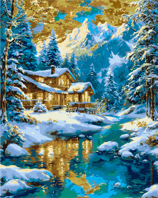 Malowanie po numerach 40x50 cm - Zimowy / Świąteczny (metalik) LW 3554