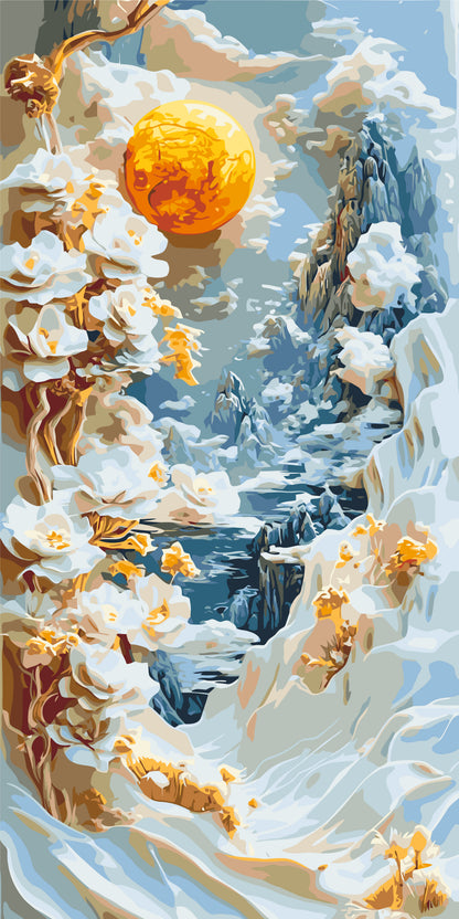 Malowanie po numerach 40×80 cm – Abstrakcja: górskie kwiaty – Kwiaty/Pejzaż – LW 5104