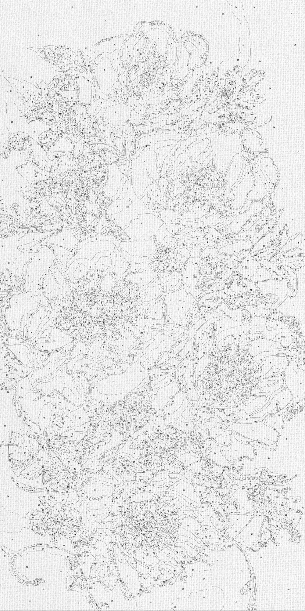 Malowanie po numerach 40x80 cm Kwiaty. Piwonie (metalik) LW 5166