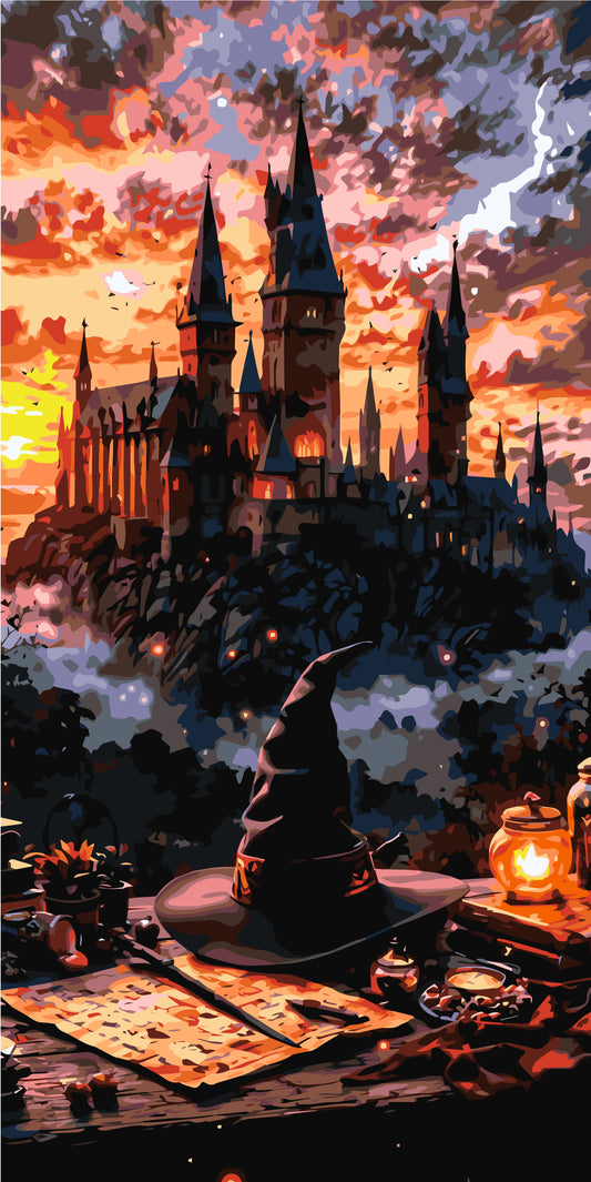 Malowanie po numerach 40x80 cm - Magiczna atmosfera Hogwartu LW 5172