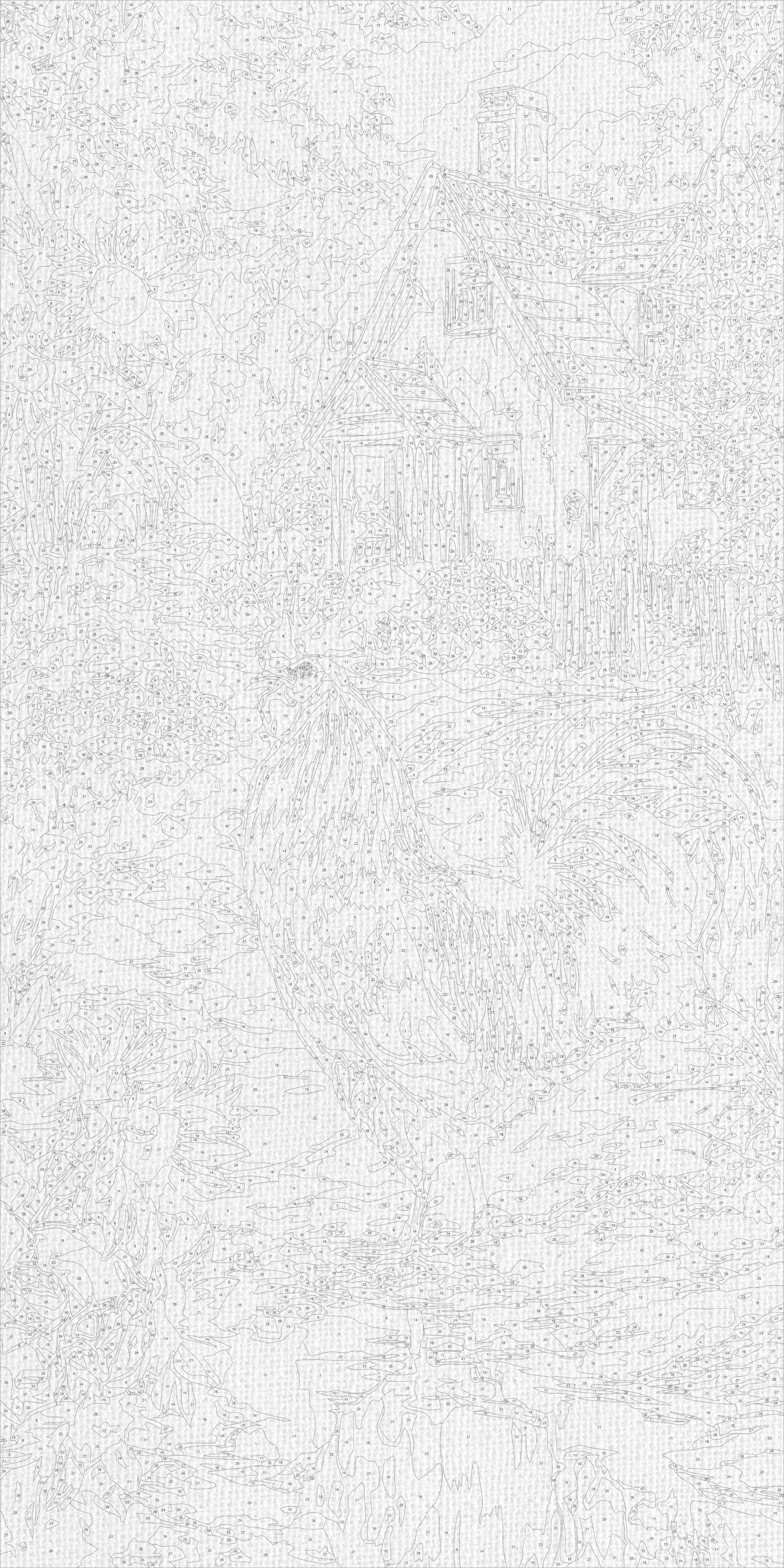 Malowanie po numerach 40×80 cm – Kogut przy chatce – Zwierzęta/Pejzaż – LW 5228