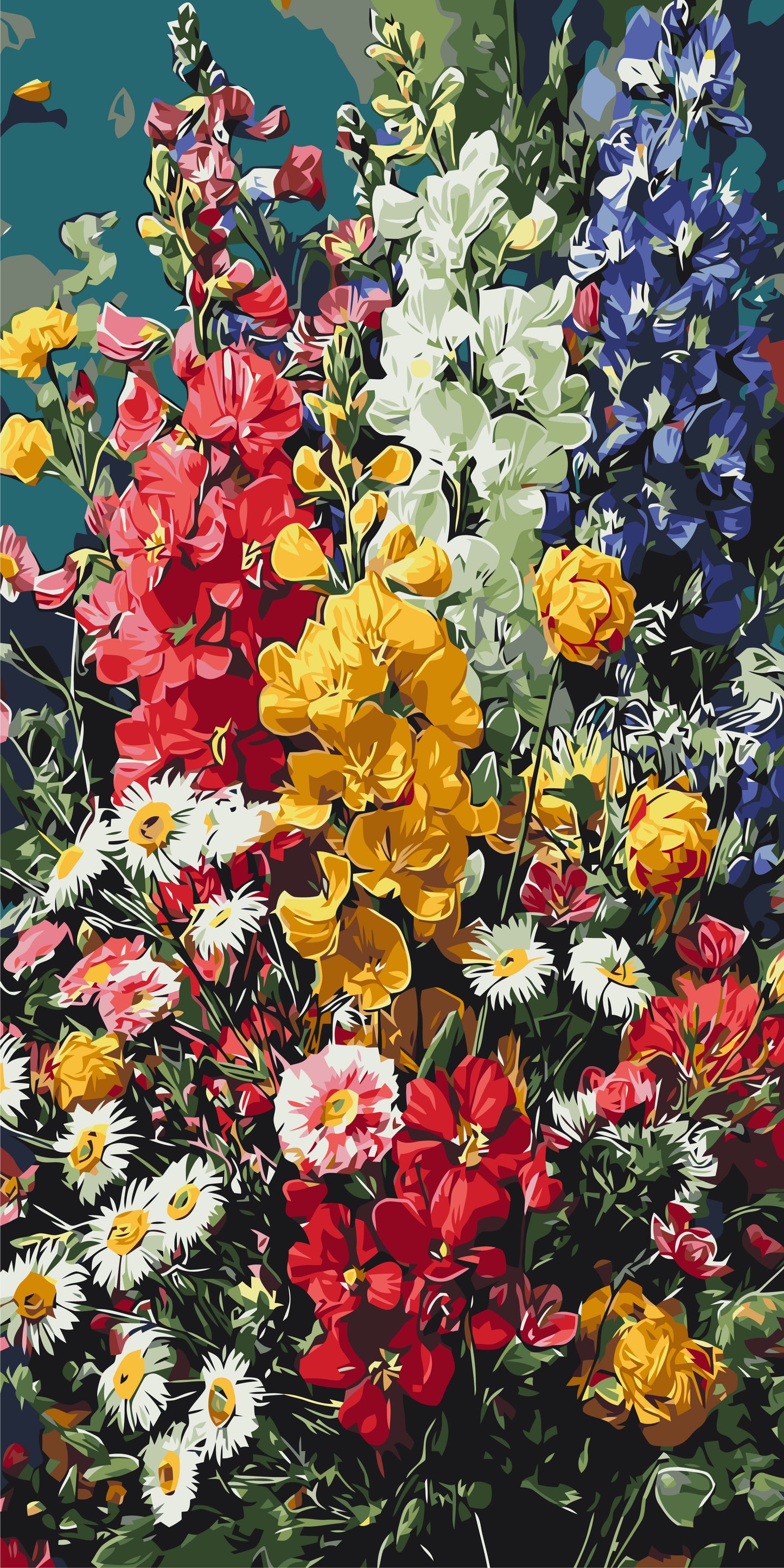 Malowanie po numerach 40×80 cm – Słoneczna symfonia – Kwiaty – LW 5245