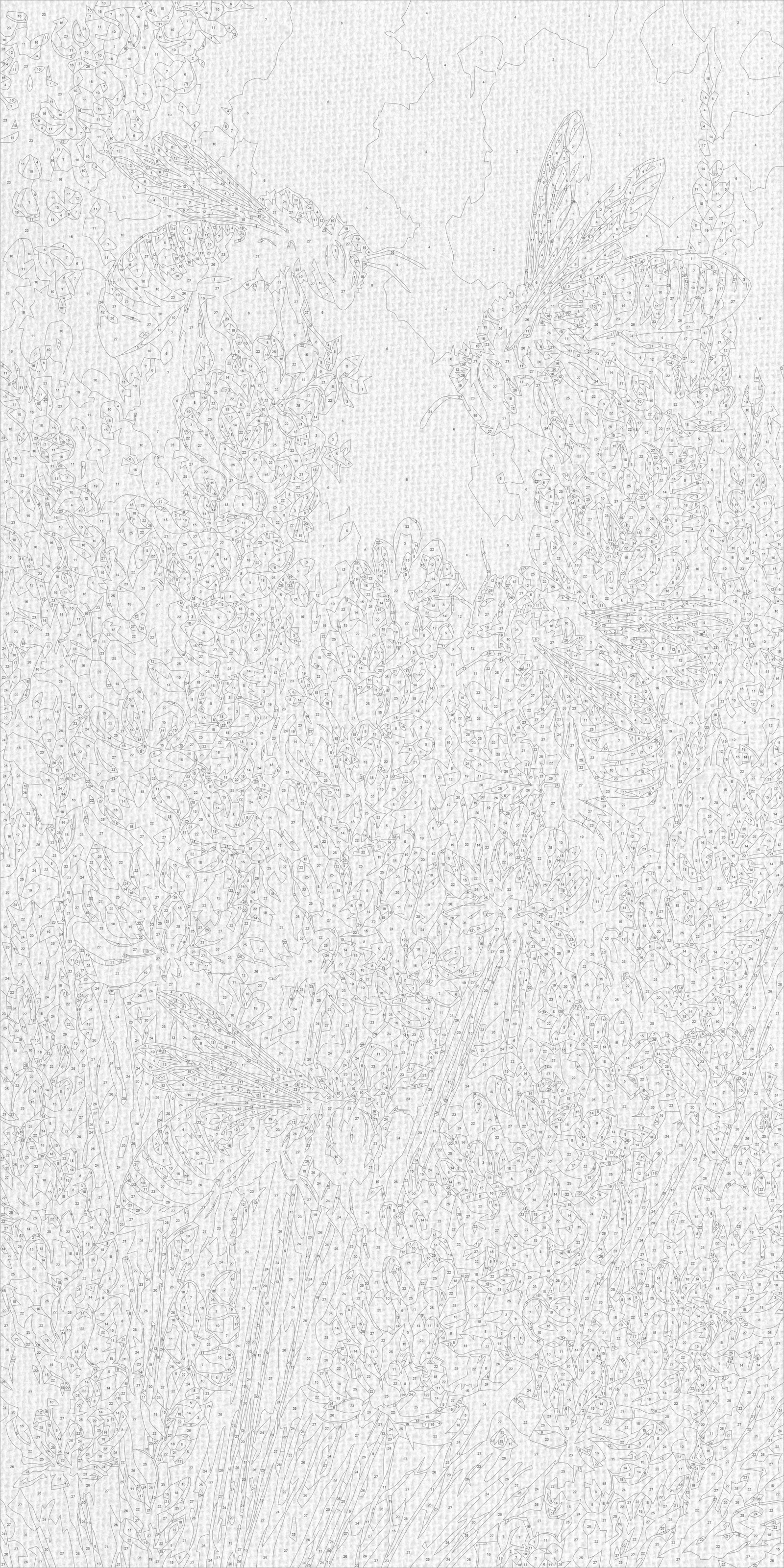 Malowanie po numerach 40×80 cm – Pszczoły w lawendzie – Kwiaty/Pejzaż – LW 5256