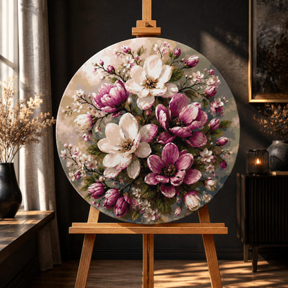 Okrągłe malowanie po numerach Ø45 cm – Kwiaty – Delikatność magnolii – OR 2017