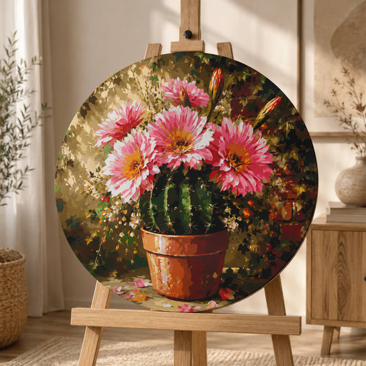 Okrągłe malowanie po numerach Ø45 cm – Kwiaty – Kaktus Echinopsis – OR 2028