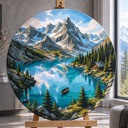 Okrúhle maľovanie podľa čísel Ø45 cm Krajinka. Horské jazero OR 2035