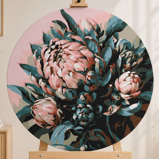 Okrúhle maľovanie podľa čísel Ø40 cm Kvety. Nežné pivónie OR 2044