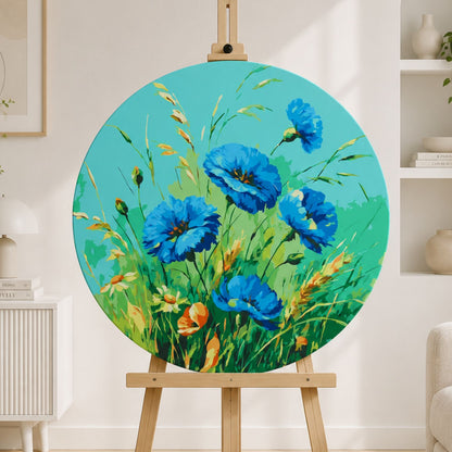 Okrúhle maľovanie podľa čísel Ø40 cm Kvety. Modré maky OR 2046