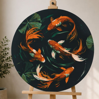 Okrúhle maľovanie podľa čísel Ø40 cm Krajinka. Japonské koi kapry OR 2049