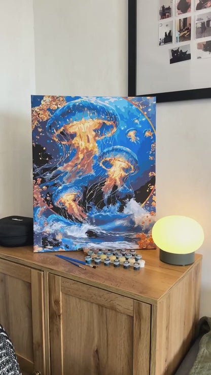 Malowanie po numerach 40x50 cm - Meduzy (metalik). pejzaż LW 2173-01