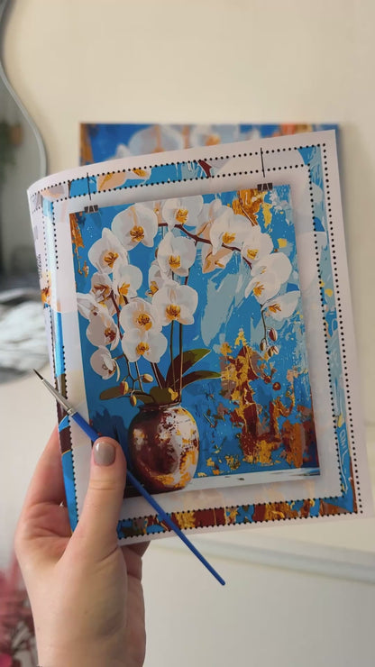 Malowanie po numerach 40x50 cm Biała orchidea (metalik) LW 8100
