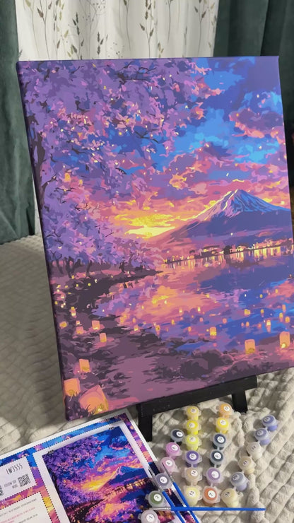 Malowanie po numerach 40x50 cm Pejzaż z farbami metalicznymi LW 3555