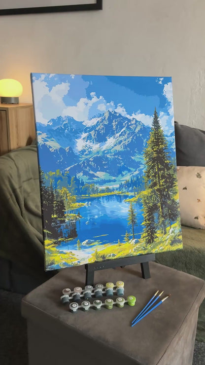 Malowanie po numerach 40x50 cm pejzaż – Górski spokój LW 30990