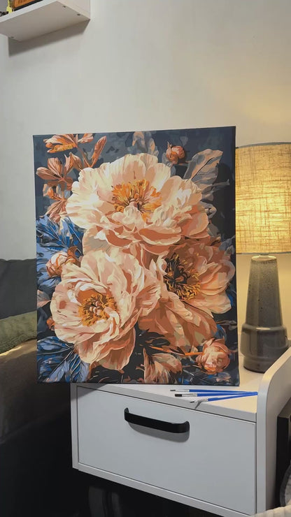 Malowanie po numerach 40x50 cm Kwiaty - Beżowe piwonie LW 3159-01