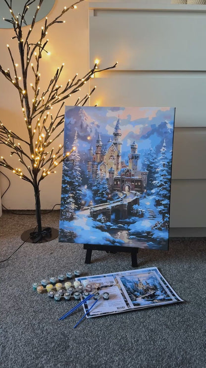 Malowanie po numerach 40x50 cm - Zimowe / Świąteczne . Zamek LW 3553
